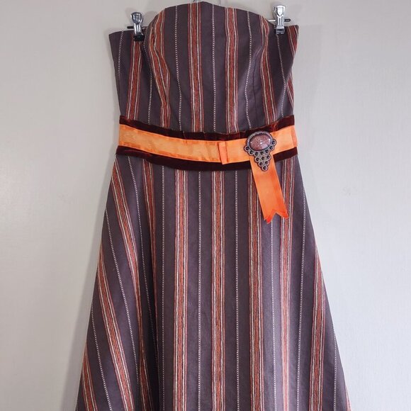 Eva Franco Anthropologie Strapless Dress Embroidered Evening Coquette Size 8 - Picture 4 of 10